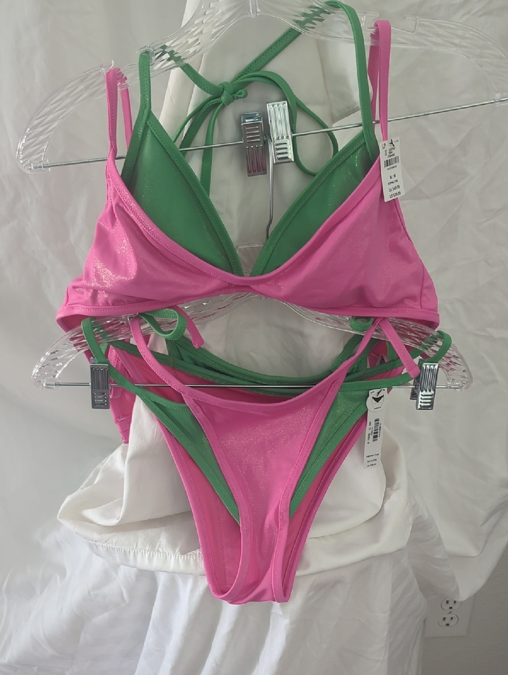 Victoria's Secret Pink and Green Shiny Two-Piece Bikini